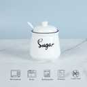 HAOTOP Farmhouse Porcelain Sugar Bowl with Lid and Spoon 12oz,Easy to Clean (White)