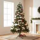 6 Ft Artificial Christmas Tree With Snow Set Large Snow Flocked Christmas Green Tree With 35.3 Ounces Fluffy Cotton for Xmas Holiday Winter Home Office Party Decoration