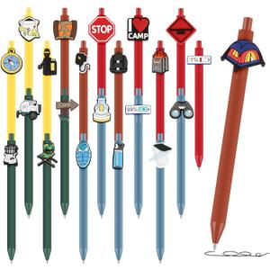 30 Pcs Camping Party Favors Retractable Ballpoint Pens Cute Summer Camp Gifts Camping Decor Rewards Vbs Adventure Birthday Party Decorations for Adult Friends Family