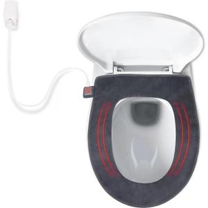 Hudson Comfort Heated Toilet Seat Cover  USB Powered Toilet Seat Warmer  Adjustable Temperature Levels Toilet Seat Cover with Soft Plush Fabric  Hand Wash and Easy Installation (Elongated)