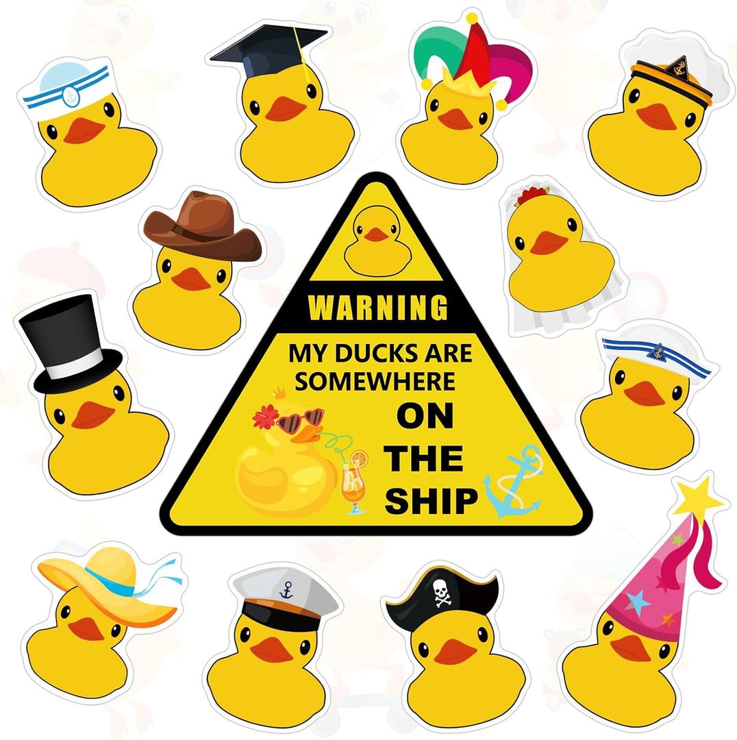 Hoteam 13 Pcs Duck Cruise Door Magnet Fun Themed Duck Cruise Door Decorations Decorative Magnetic Decorations Reusable Magnets Magnetic Stickers Decals for Fridge Carnival Car, 13 Style(Yellow)