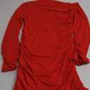 GOBLES Women's Sexy Off The Shoulder Slope Neck Long Sleeve Ruched Bodycon Mini Club Dress Red, XL