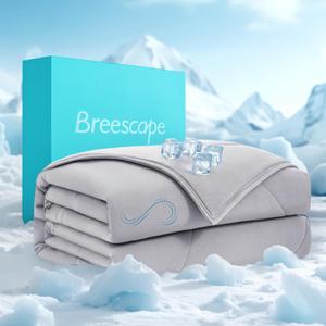 Breescape Cooling Comforter King Size - BlendTek Q-Max>0.46 Tech, Breathable Blanket for Hot Sleepers & Night Sweats Relief, Premium Lightweight Summer Bedding, 106x96 Inches, Misty Gray