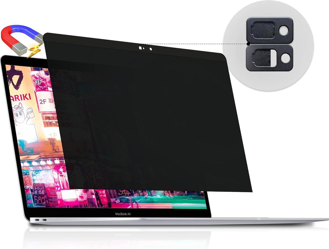 Magnetic Privacy Screen for Macbook Air 13 Inch (2018-2021, M1) / Macbook Pro 13 in (2016-2022, M1, M2), Removable Anti Blue Light Glare Filter for Mac 13In Laptop (black)