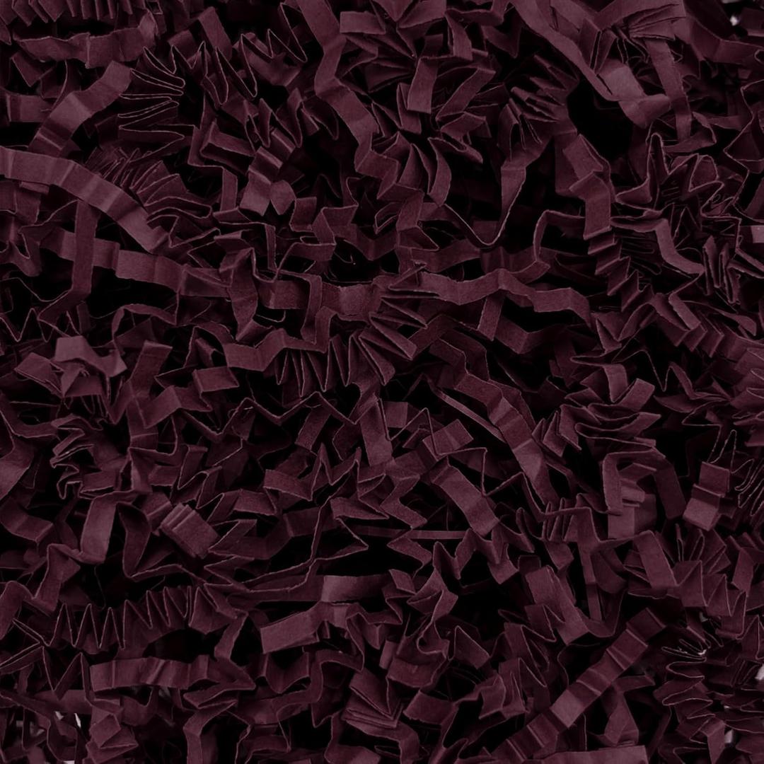 Burgundy Crinkle Cut Paper Shred Filler, 2 LB Basket Filler Shredded Paper, Confetti Stuffing for Basket Filling, Halloween, Valentine's Day, Christmas, Birthdays, Gift Wrapping, Stuffer Party Supplies