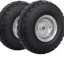 Atlantic 2-Pack Solid PU Wheels 4.10/3.50-4  10" Heavy Duty Flat-Free Polyurethane Tires with 5/8" Ball Bearings & 2.25" Offset Hub  Perfect for Hand Trucks,Wagons, Wheelbarrows (Drive Pattern)
