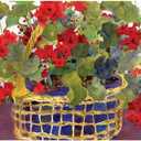 Front Door Mat Indoor Entrance Geranium Basket Decorative Floor Mat Floral Colorful Red Flower Doormat Funny Doormat Cute Rugs for Kitchen 18X30 inch