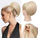 REECHO Ponytail Extension, 8" Short Mini Claw Clip Pony Tail Hair Extensions Natural Soft Feather-Light Tension-Free Ponytail Hairpiece for Women with Short Fine Thin Hair - Natural Blonde