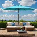 Ariiles 9ft Outdoor Patio Umbrella, Table Umbrellas with Steel Ribs, Push Button Tilt & Crank, Market Umbrella for Backyard & Pool, Turquoise