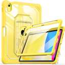 Cantis Case for iPad A16 11 Inch 2025/ iPad 10th Generation 2022 (10.9 inch) with Screen Protector & Pencil Holder, 11th Generation Case with Larger Stable Stand, Clear+Yellow