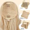 FESHFEN Ponytail Extensions - Drawstring Ponytails Hair Extension Long Curly Wavy Hair Piece Synthetic Pony Tail Hairpieces for Women, Honey Blonde Mix Platinum Blonde 18 inch
