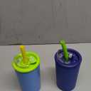 2 PACK Kids Double Walled Stainless Steel Cups with Straws and lids | 12 oz Spill-Proof Sippy Smoothie Tumbler Set, Small Kids Snack & Drink Water Cups, BPA-Free (Age: 3+ years old & up) (Blue)