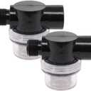 Twist-On Pipe Water Pump Strainer,RV Water Pump Filter Compatible With Shurflo Or Wfco,1/2" Npsm Inlet/Outlet With 80 Mesh Stainless Steel Filter Screen For RV Marine Replacement 2 Pack (Black)