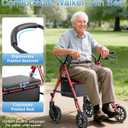 16 Pounds Lightweight Walkers for Seniors with Seat, Narrow Rolling Walker with 4 Puncture-Resistant Wheels, 5-Level Height Adjustable, 300 lbs Weight Capacity (Red)