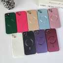 ankofave Magnetic for iPhone 14 Phone Case for Women/Men, Shockproof Matte Luxury Soft Metallic Luster Design with Camera Lens Protector, Compatible with Magsafe Case for iPhone 14 6.1"-Purple