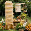5.9 ft 6-Tier Champagne Wall Holder, Wood Champagne Wall, 23.62 x 23.62 x 70.87 inches