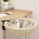 Petcozife Cat Desk Bed, 16"x16" Sturdy Rotating Cat Bed for Desk with Removable Washable Soft Fabric Hammock Cover, Stable Holds Up to 50 lbs, Space Saving Cat Perch for Home Office, Game Table