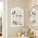 CJL 14'' x 18'' Recessed Medicine Cabinet, Solid Wood in-Wall Bathroom Cabinet, Arched Wall Niche Shelf, 2-Tier, White