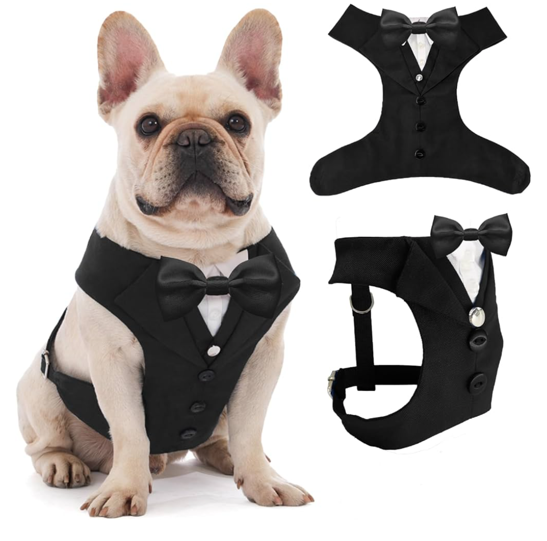 AVERYDAY Dog Tuxedo for Wedding Outfit, Dog Suit and Tie Costumes for Birthday, Halloween, Cosplay, Christmas Party, Pet Formal Wear with Bowtie, Tux for Medium Large Dogs, Bulldog, Labrador, Husky,M