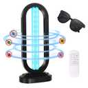 UV Light Sanitizer,4-Speed Timing and Remote Control UVC Home Disinfection Device,Ultraviolet Light Sanitizer for Dust Mites,UV Lamp for Whole Room, Black