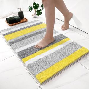 MIULEE Yellow Bathroom Rug, 24 x 36 Inches Bath Mat with Thick Absorbent Microfiber and Non Slip Back for Bathroom Floor Tub Shower, Machine Washble