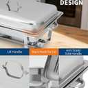 8 Qt Chafing Dishes for Buffet, 4 Pack Stainless Steel Foldable Chafers and Food Warmers Set with 6 Food Pans (Full & Half Size), Rectangle Catering Food Warmer Buffet Set for Parties, Wedding, Silver