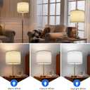 Lamp Shades Set of 2, Drum Lampshade for Table Lamps Floor Lamp, 12" Top X 12" Bottom X 8" High White Large Line Fabric Lamp Shades, Easy Assembly Replacement Lampshades