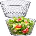 Amazing Abby - Bonita - 130-Ounce Plastic Serving Bowls (Set of 2), 10-Inch Clear Salad Bowl Set, BPA-Free, Shatter-Proof, Dishwasher-Safe, Stackable, Great for Salad, Fruit, Cereal, Snack, and More