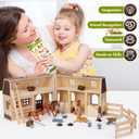 SIMPLIPLAY Horse Toys with Large Portable Wooden Stable Playset