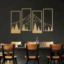 ruelen 4 Pcs Metal Mountain and Forest Wall Decorations Line Drawing Wall Art Minimalist Wall Decor Rustic Nature Home Wall Art Sculpture for Home Bedroom Bathroom Office Living Room (Gold, Large)