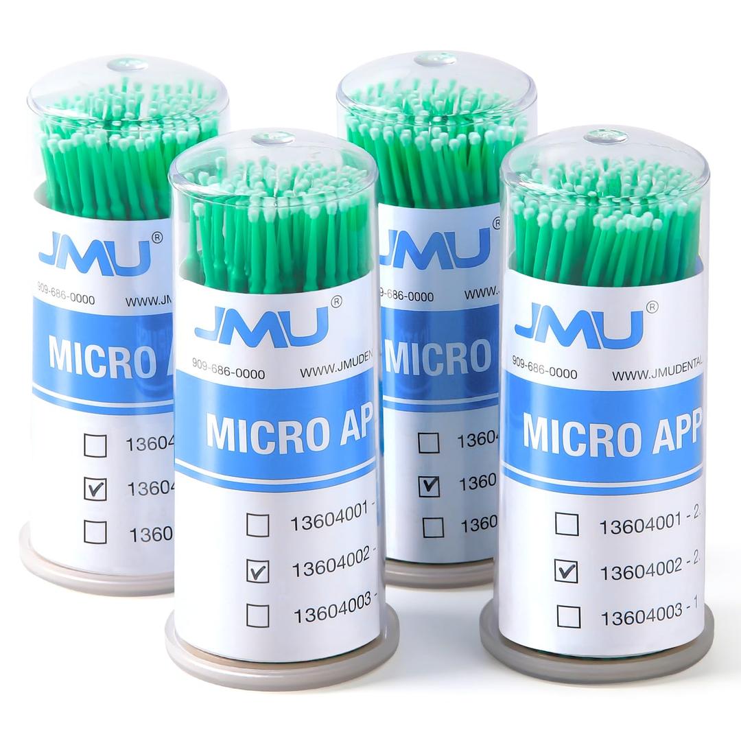 JMU 400pcs Dental Micro Applicators Brushes Fine, Disposable Microswabs (2.0mm, Green)