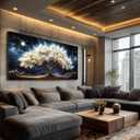 Canvas Wall Art for Living Room Large Wall Decor for Office Bedroom Decorations Glowing Tree of Life Night Sky Landscape Pictures Artwork Room Wall Mural Aesthetic Home Decor 30x60 in