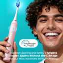 COSLUS C30 Electric Toothbrush for Adults & Kids: 3 Intensities & 5 Modes for Effective Yet Gentle Ultra-Clean Feel, 2 Types of Heads for Gentle or Daily Care, Travel & Home Use, Pink, 1PC
