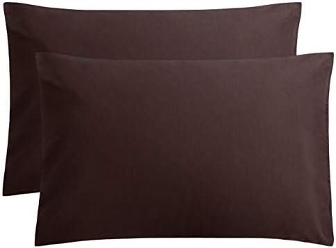 FLXXIE Microfiber Pillow Cases Queen Size Set of 2, Soft Pillowcases with Envelope Closure, Wrinkle Resistant Pillow Covers, 20x26, Dark Brown