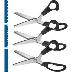 3 Sizes Pinking Shears Set 3 mm, 5 mm, 7 mm Zigzag Scissors, Handheld Serrated Edge Scissors or Crafting, Paper Cutting, Leather Materia