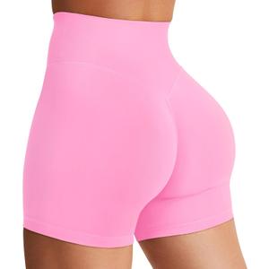 YEOREO Women's Biker Shorts 3.6" /4.5" / 6" Workout Gym Shorts Craze High Waist Tummy Control Hidden Scrunch Running Yoga (Medium, Bubblegum Pink)
