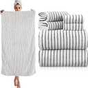 6 Pcs Oversized Bath Towels for Adults 35x70 Inches Black & White Striped Extra Large Bath Towel Sets Bathroom Sheets Jumbo Shower Towels Quick Dry Absorbent Soft Microfiber for Women Men