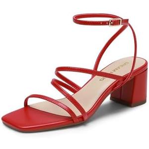 DREAM PAIRS Womens Block Heels 2 inch Strappy Square Toe Dressy Chunky Low Heeled Sandals for Party Wedding Evening, Size 8