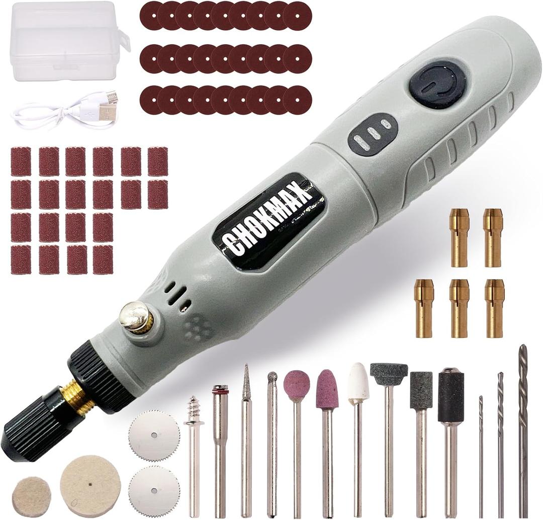 Cordless Rotary Tool, 3-Speed Grinder Kit with 72 Accessories, Type-C Charging Art Craft Tool for Cleaning, Sanding, Polishing, Drilling and Small DIY Crafts (Gray)