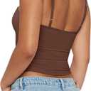 PINKMSTYLE Womens Bustier Corset Tops Spaghetti Strap Camisole Tank Tops Y2K Date Night Going Out Outfits (Brown, M)