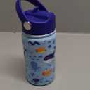 SANDJEST Kids Water Bottle with Straw Lid - 12 Oz Insulated Stainless Steel Ocean Water Bottles for Kid Boys - Travel Cup for School Sports