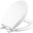KOHLER 4639-RL-0 Cachet ReadyLatch Round-Front Toilet Seat, Quiet-Close Lid, Contoured Seat, Grip-Tight Bumpers and Installation Hardware, White