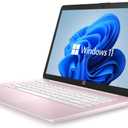 HP 14" HD Laptop, Windows 11, Intel Celeron Dual-Core Processor Up to 2.60GHz, 4GB RAM, 64GB SSD, Webcam, Dale Pink 
