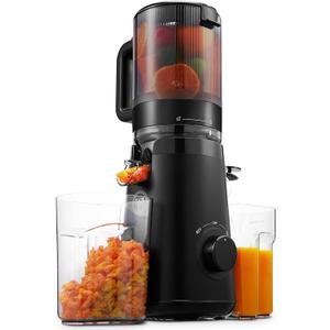 Juicer Machines, TUUMIIST Cold Press Juicer with 5.3" Extra Large Feed Chute Fit Whole Fruits & Vegetables Easy to Clean, High Juice Yield, BPA Free (Black)