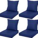 Outdoor Chair Cushions 24x24 Inch, Waterproof Fade Resistant Deep Seat and Backrest Cushion Set for Patio Furniture, Navy, Set of 4