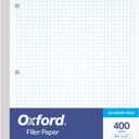 Oxford Filler Paper, 8-1/2" x 11", 4 x 4 Graph Rule, 3-Hole Punched, Loose-Leaf Paper for 3-Ring Binders, 400 Sheets Per Pack (62360),White (Letter)