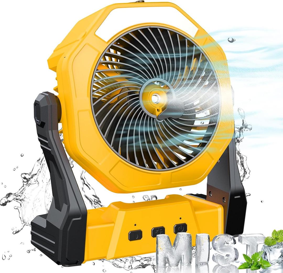 Ausic Portable Misting fan, 8-Inch Cooling Mist Fans, [8-35Hrs] USB Rechargeable Battery Powered Fan with Mister, 250mL Water Tank & LED Lantern, for Home Desk, Bedroom, Office, Outdoor&Indoor Use