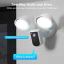 deerdance Smart Floodlight Camera Wired Outdoor Security Camera Flood Light with Motion Sensor 2200 lumens LEDs 1080P HD Live Video Night Vision, Built-in Siren, Two-Way Audio, White(2Pack)