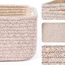 MiniArk Small Storage Baskets for Organizing | Closet Organizer Bins | Shelf Toy Basket | Woven Rope Baskets | Cube Decorative Box | Shallow Basket | 13x8.5x5.1 | 4 Packs Mixed Brown