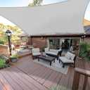 E&K Sunrise 10' x 13' Waterproof Sun Shade Sail Outdoor Rectangle Canopy Shade Cover UV Block for Pergola Patio Backyard Garden Deck (Light Gray)